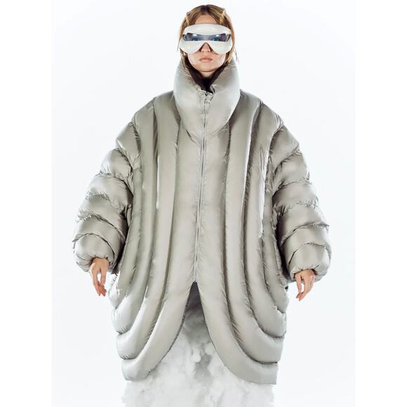 NWT Izzy Du Ion Long Puffer‎ Reversible Jacket Gray Unisex Size L/XL - Picture 1 of 10